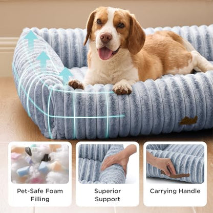 Bedsure ComfyFleece™ Cute Dog Bed for Small Medium Dogs,25in Blue Indigo