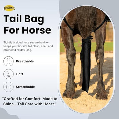 RESISTANCE Spandex Horse Tail Bag Only for Horses - 23"x10" Ties, Nylon Material - to Keep The Horse Tail Clean and Protected - Red (Pack of 1)