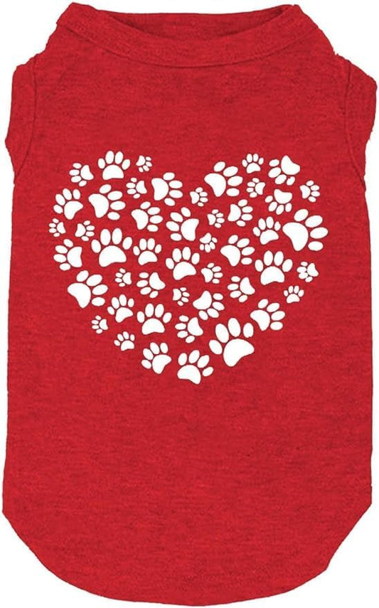 Dog Shirts Hearts Print Funny Graphic Small Large Dog Clothes Puppy Vest Gift for Dog Valentine's Day Apparel(Q-Red03,X-Small)