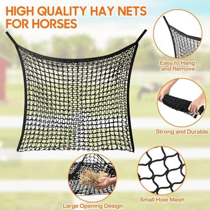 4 Pack Slow Feed Hay Net, Large Capacity Hay Bags for Horses, Easy to Hang