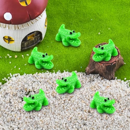Cute Tiny Big Mouth Crocodile Resin Silicone Mold Micro Dollhouse Animal Epoxy Casting Mold for DIY Resin Art Fairy Garden Miniatures Landscape Crafts Decor(12-Cavity)