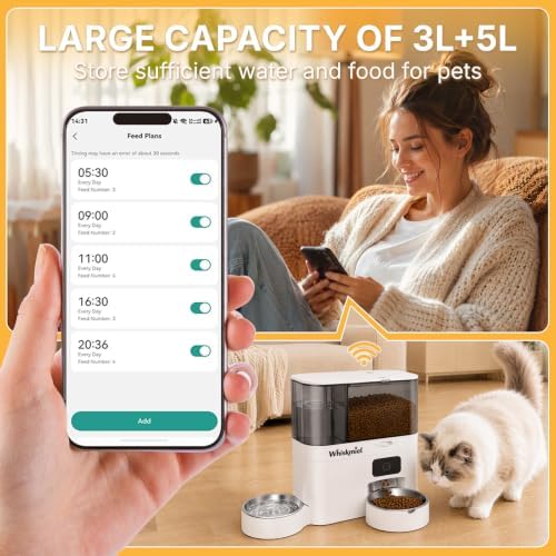 5L WiFi Automatic Cat Feeder & 3L Water Dispenser, App Control