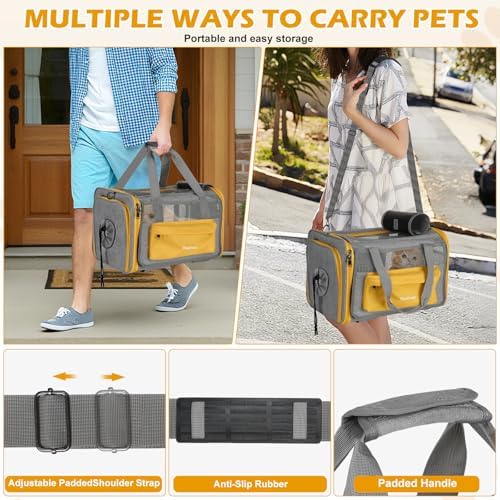 Cat Carriers, 17.7"x13"x13" Collapsible Pets Travel Carriers