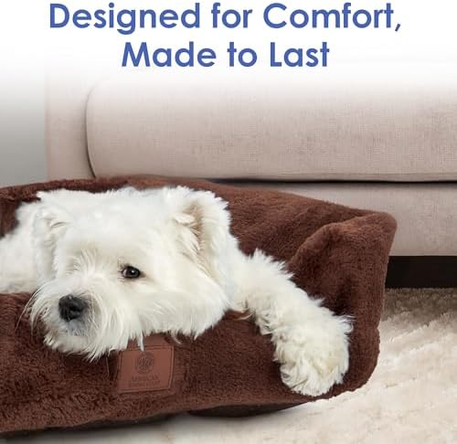 AMERICAN KENNEL CLUB Cuddler Pet Bed with Low-Profile Entrance – 30" Plush Dog Bed for Medium Breeds Up to 50 lbs, Ultra-Soft Washable Bed with Non-Slip Bottom, Durable High-Loft Filling, Brown
