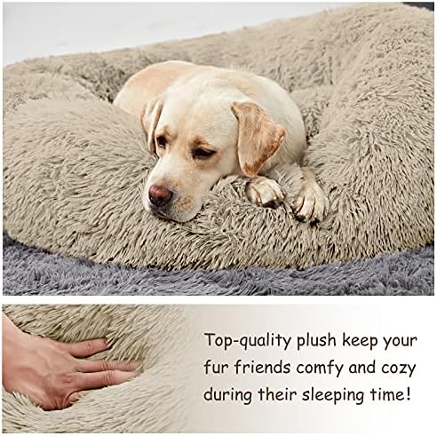 Washable Dog Round Bed - Medium Donut Dog Bed, Comfy Calming Cuddler