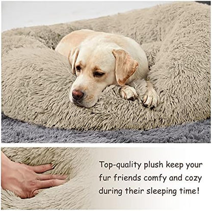 Washable Dog Round Bed - Medium Donut Dog Bed, Comfy Calming Cuddler