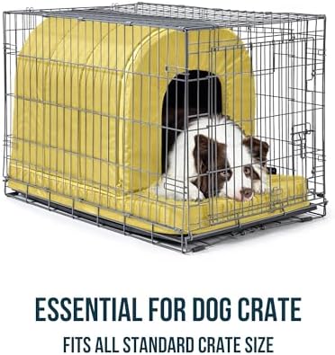 PELZIN Orthopedic Dog Bed House - Outdoor Waterproof Dog Tent with Washable Removable Cover - Durable Indoor Pet Cave Bed for Large Breeds & Fits 36-Inch Crate - 35"x22", Moonstone