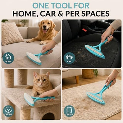 2 Pack Set Pet Hair Removal Tool – Dual-Head Copper & Plastic Scraper for Carpet, Furniture & Car, Reusable Lint Remover for Embedded Dog & Cat Hair