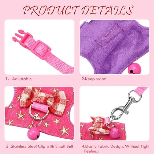 SATINIOR 2 Pieces Small Hamster Harness and Leash Set,S,Blue, Pink