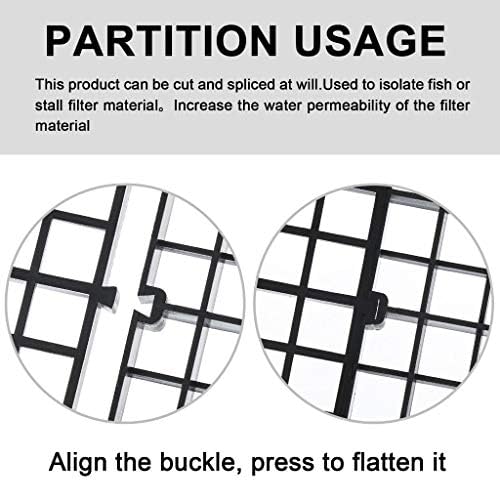 6 Pcs Aquarium Fish Tank Divider Plastic Egg Crate Aquarium Filter Bottom Tray Grid Isolation Board Partition Net Pane Separator for Mixed Breeding Light Diffuser,8 Pcs Sucker Clips Suction Cups,Black