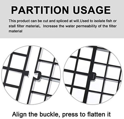 6 Pcs Aquarium Fish Tank Divider Plastic Egg Crate Aquarium Filter Bottom Tray Grid Isolation Board Partition Net Pane Separator for Mixed Breeding Light Diffuser,8 Pcs Sucker Clips Suction Cups,Black