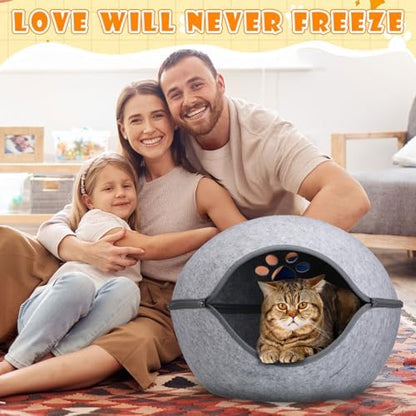 Beeveer Heated Cat Bed, Indoor Heated Cat Cave, Warmer Thermal Pet Bed with Removable Waterproof Heater for Kitty Small Dogs Gray(19.7X 17.8 x 13 Inches)