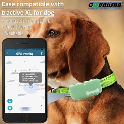 2 Pack Silicone Holder Compatible for Tractive XL GPS Tracker (Black,Green)