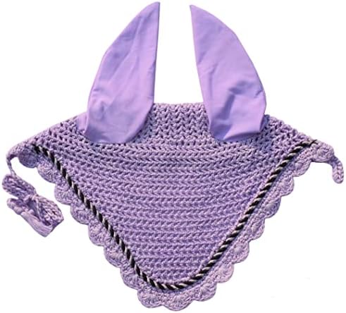 Elegant Horse Ear Bonnet, Fly Veil & Fly Mask – Superior Fly Protection with Style and Comfort for Every Ride (Voilet/Lalic, COB)