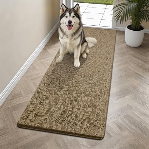 Bcoimo Super Absorbent Dog Door Mat, 60"*24" Anti Slip Mat for Muddy Paws