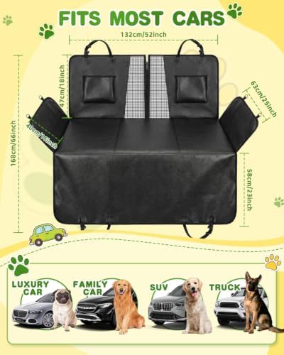 Victoper Dog Car Seat Cover, 600D Heavy Dute Car Seat Cover for Dogs Pets,100% Waterproof Anti-Scratch Nonslip Dog Hammock for Cars, Hard Bottom Seat Covers Protector for Sedan SUV Truck PU Leather