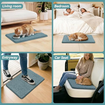 Bcoimo Super Absorbent Cat Door Mat, 24"*17" Anti Slip Mat for Muddy Paws