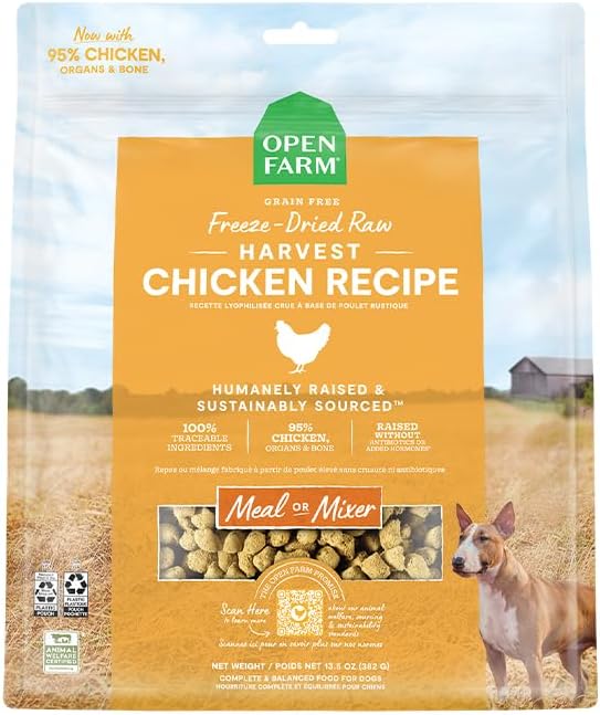 Open Farm Freeze Dried Raw Dog Food, Chicken Bite-Sized Morsels, 31.5oz Bag