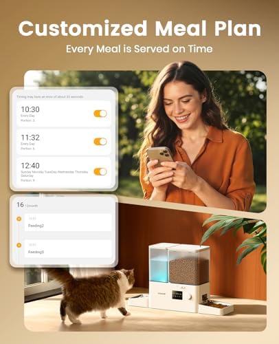 oneisall 5G WiFi Automatic Cat Feeder and Water Dispenser, 36Cups/8.5L