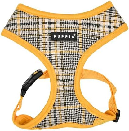 Puppia Lucas Dog Harness A (Over-The-Head) Fashionable Checkered Pattern Spring Summer Harness for Small and Medium Dogs, Yellow, X-Large