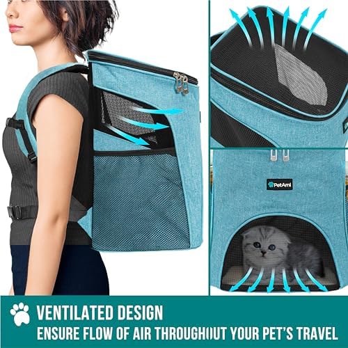 PetAmi Cat Backpack Carrier for Small Dogs and Large Cats, Airline Approved