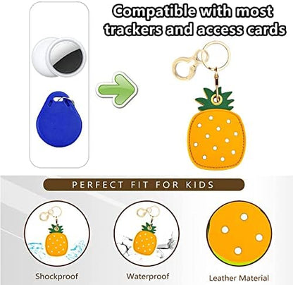 BORKUANA PU Leather Keychain Holder Protective Case Compatible with AirTag