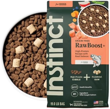 Instinct Raw Boost, Natural Dry Dog Food with Freeze Dried Pieces, High Protein, Grain Free Recipe - Real Salmon, 19 lb. Bag