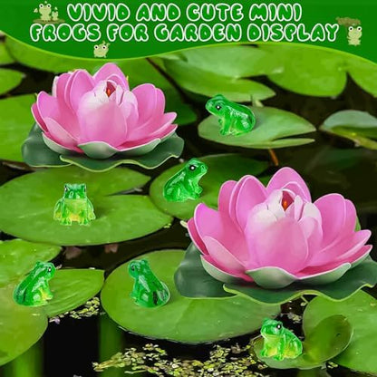 120 PCS Mini Resin Frogs Green Frogs Figurines for Model Fairy Garden