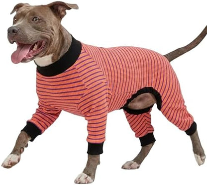 LovinPet Pink Red Purple Stripe Large Dog Shirt, Cotton, Breathable, Full Body Coverage, for Pitbull Lab Mix Other Large Breeds