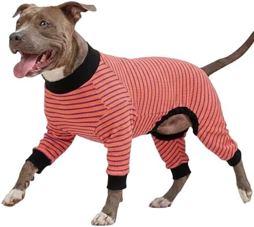 LovinPet Dog PJS Apparel for Medium Dogs, Pink Red and Purple Stripe, 2XL
