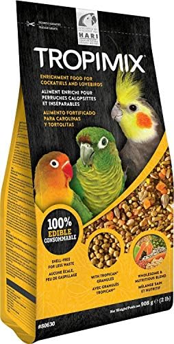Hari Hagen Tropimix Enrichment Food for Cockatiels & Lovebirds, 2 lb.