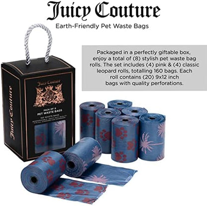Juicy Couture Dog Poop Bag Palm Tree/Paw Print – Disposable Easy Tear Doggie Poop Bags, Heavy-Duty, Leak-Resistant, Unscented Dog Waste Bags Refill 9 x 12 Inches Dog Essentials