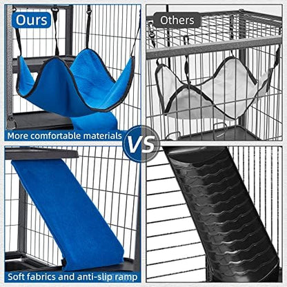 HABUTWAY 50''H Metal Small Animal Cages, Rolling Chinchilla Cage with Removable Ramps, Lagre Cage for Chinchillas/Guinea Pigs/Rabbit, Ferret Cages with Hammock & 5 Tiers, Black