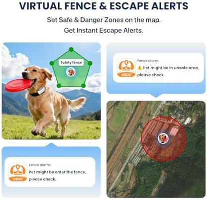 AI GPS Dog Tracker, Virtual Fence & AI Health Monitor, Waterproof
