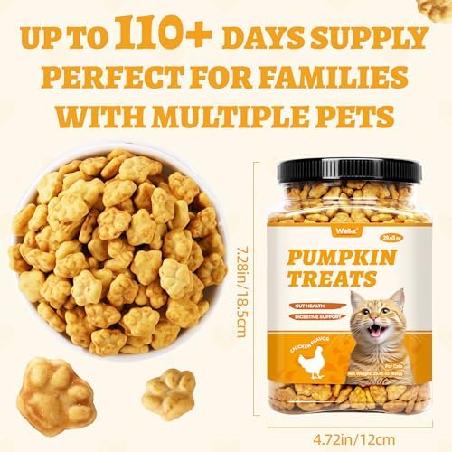 Wellix 29.45 oz Healthy Cat Treats Pumpkin Flavor for Sensitive Stomachs