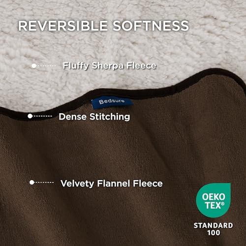 Bedsure Waterproof Dog Blankets for Large Dogs Sherpa Fleece Throw, 40X50