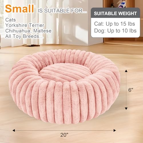 Washable Small Cat Dog Bed,Puppy Bed Cat Beds for Indoor Cats(Pink,S)