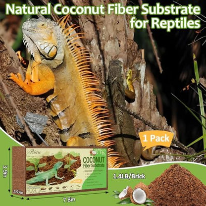 Riare 1 Pack Natural Coconut Fiber Substrate, Coco Coir Reptile Bedding