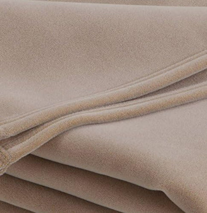 Vellux 1B07049 Original Insulating Core Hotel Style Solid Blanket Machine Washable Soft Cozy Warm Pet Friendly Bed Sofa Blankets, Twin, Beige (Pack of 2)