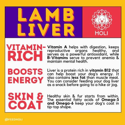HOLI Lamb Liver Dog Food Topper – Freeze Dried Lamb Liver Dog Topper for Dry Food – Single Ingredient, Human-Grade Meal Topper for Picky Dogs – Grain Free & All Natural - 4oz