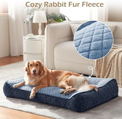JOEJOY Extra Large Orthopedic Dog Beds Large Sized Dog, Extra Thick Supportive Big Dogs Bed with Sides and Waterproof Lining, Ultra Soft Pet Bed Sofa, Brown, 48''x35'