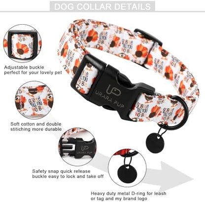 Thanksgiving Dog Collar - Turkey Cotton for Dog or Cat, Autumn Puppy With Lightweight Plastic Buckle - Great Gift for Girl Boy Dogs, M