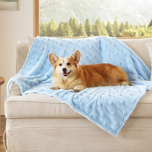 Bedsure Ultra Soft Dog Blankets for Large Dogs 300GSM Fleece, 40x50 Blue