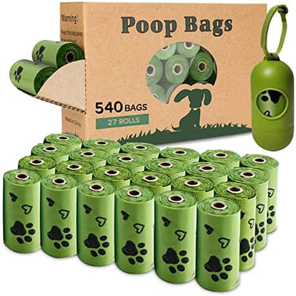Dog Poop Bags Rolls with Dispenser - Leak Proof - 540 Count Unscented