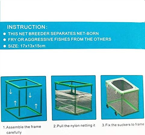 COMOK Fish Hatchery Breeder Box Aquarium Separation Net Nylon Incubator Mesh Fish Breeding Tanks Isolation Box Green Square
