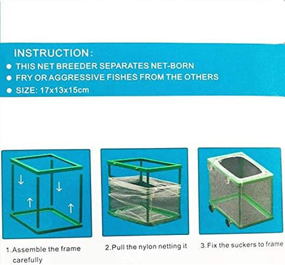 COMOK Fish Hatchery Breeder Box Aquarium Separation Net Nylon Incubator Mesh Fish Breeding Tanks Isolation Box Green Square