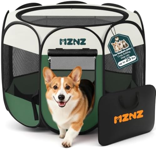 Dog Cat Small Animal Puppy Playpen Crate, Medium, Dark Green