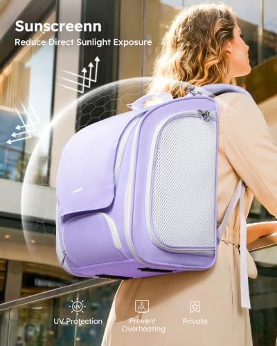 Pecute Cat Backpack Carrier,Large Space Cat Bubble Backpack,Light Purple