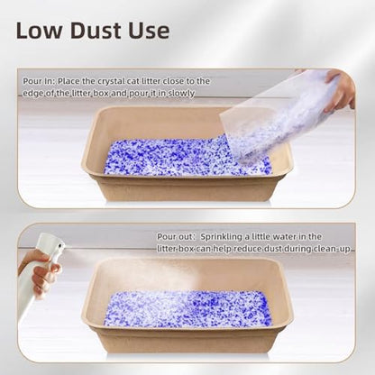 LaSyL Crystal Cat Litter for Multi-Cat Households - Silica Gel, 30-Day Odor Control, 99.9% Dust-Free Non-Clumping Low Tracking Lightweight Unscented Formula 8.6 lb (2 Bags x 4.3lb)