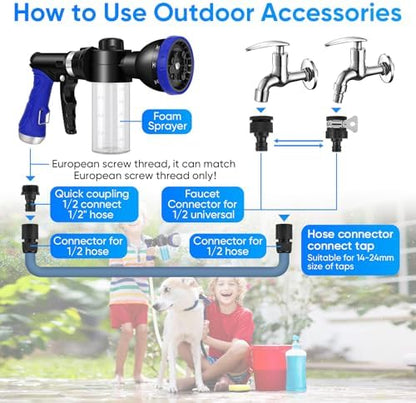 Dog Shower Attachment Water Hose Nozzle Sprayer Set